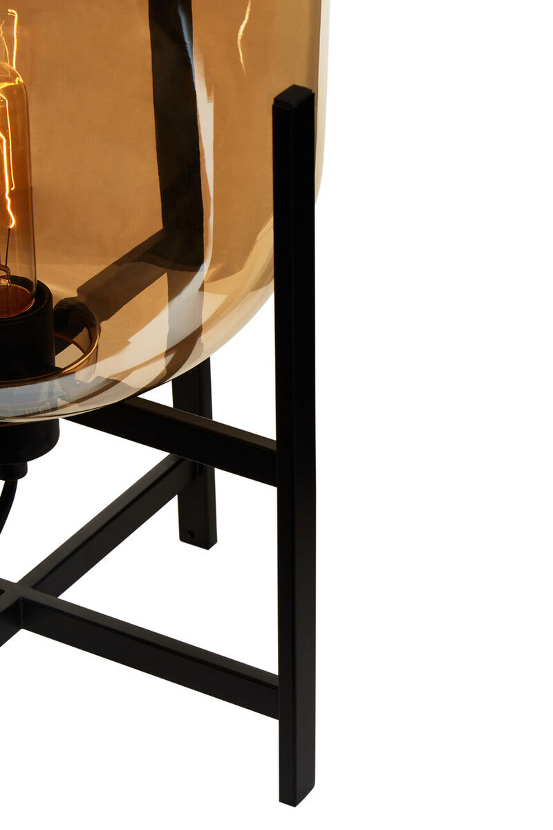 Orsina Trieste Matte Black and Glass Table Lamp – Modern Industrial