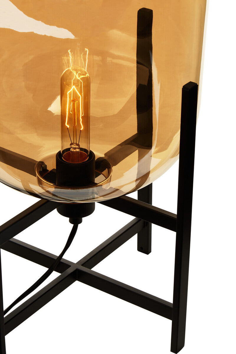 Orsina Trieste Matte Black and Glass Table Lamp – Modern Industrial
