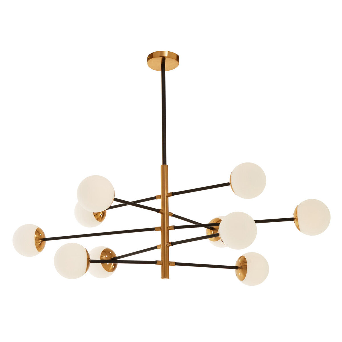 Orsina Trieste 10-Bulb Pendant Light – Black & Gold Glass Globe