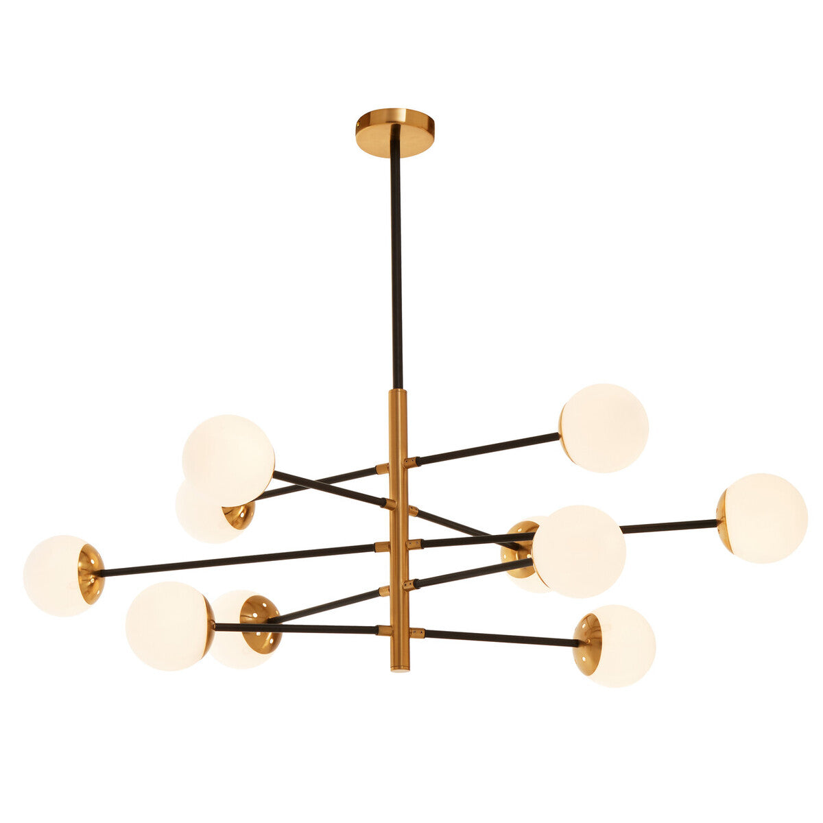 Orsina Trieste 10-Bulb Pendant Light – Black & Gold Glass Globe
