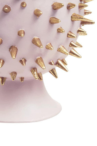 Orsina Picos Table Lamp – Gold Spiked Base with Pink Globe and Black Shade