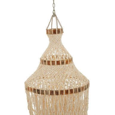 Orsina Palu Shell Pendant Shade – Large White and Amber Mosaic Light