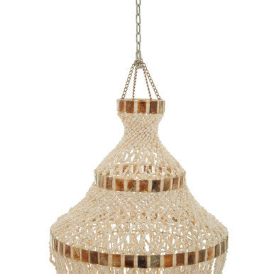 Orsina Palu Shell Pendant Shade – Natural White and Amber Mosaic