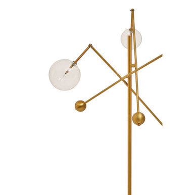 Orsina Abira Brass Floor Lamp – Three Bulb Clear Globe Modern Lighting