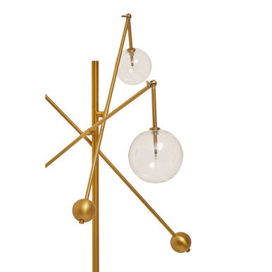 Orsina Abira Brass Floor Lamp – Three Bulb Clear Globe Modern Lighting