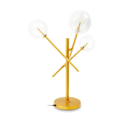 Orsina Abira 3-Bulb Table Lamp – Brass Finish with Clear Globe Shades