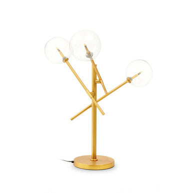 Orsina Abira 3-Bulb Table Lamp – Brass Finish with Clear Globe Shades