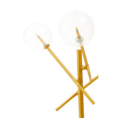 Orsina Abira 3-Bulb Table Lamp – Brass Finish with Clear Globe Shades