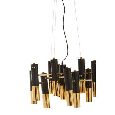 Orsina Drone Linear Pendant Light – Modern Gold and Black Chandelier