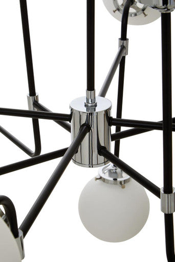 Orsina Abira 16-Arm Pendant Light – Black & Chrome Modern Chandelier