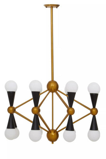 Orsina Orko Brass and Black Metal Pendant Light | 16-Glass Shades