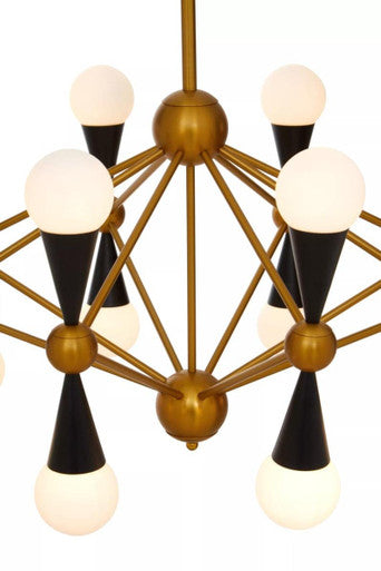Orsina Orko Brass and Black Metal Pendant Light | 16-Glass Shades