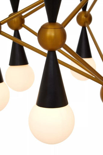 Orsina Orko Brass and Black Metal Pendant Light | 16-Glass Shades