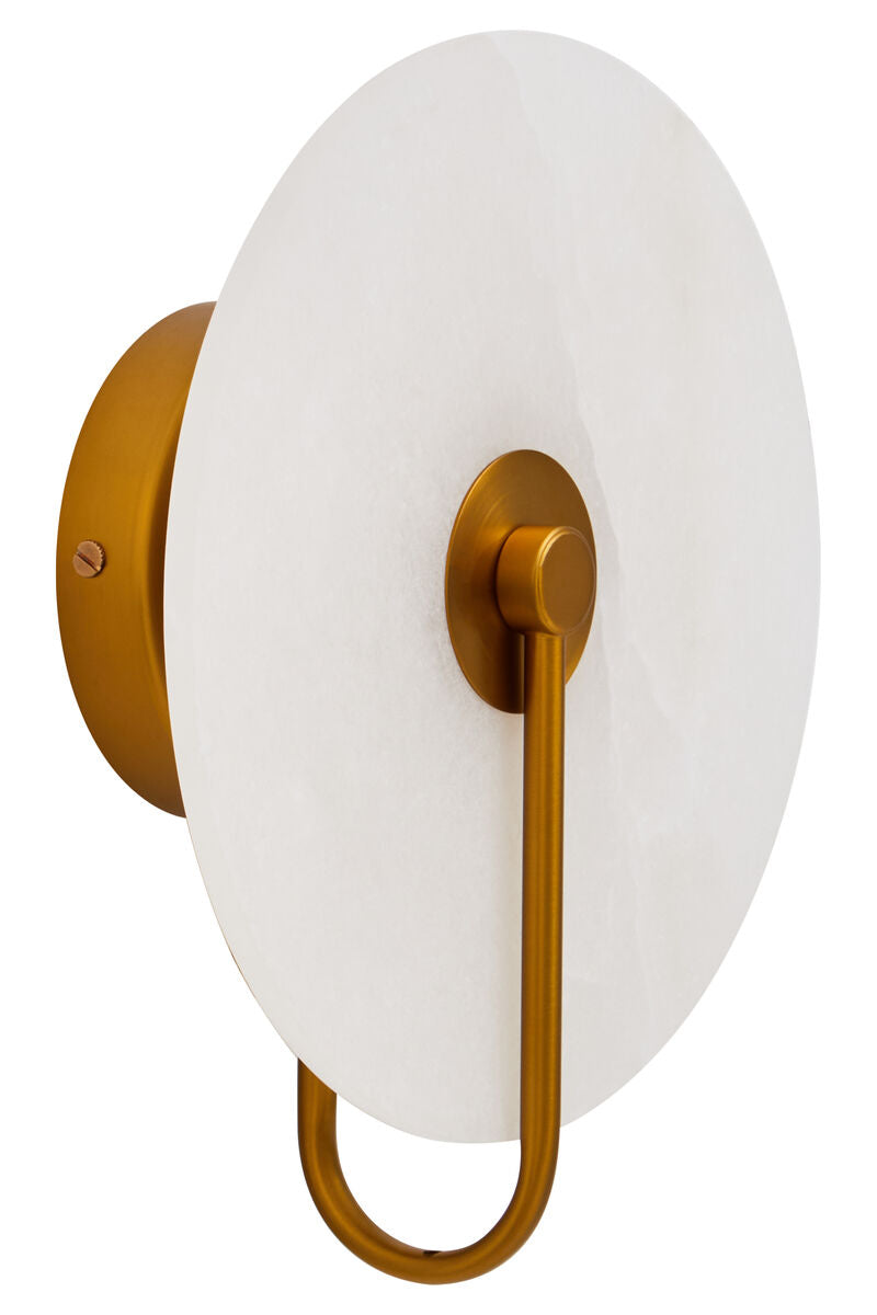 Orsina Waldorf White Marble Wall Sconce Light with Gold Accents