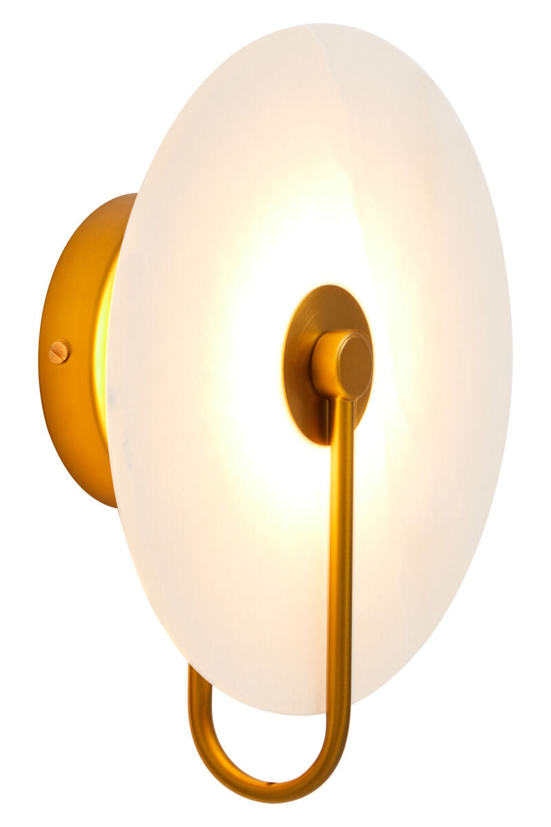 Orsina Waldorf White Marble Wall Sconce Light with Gold Accents