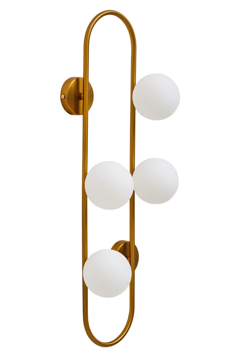 Orsina Abira Modern Wall Light – Four White Glass Globe Sconce
