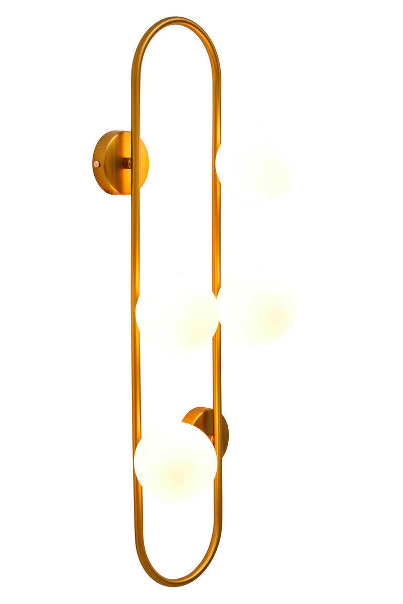 Orsina Abira Modern Wall Light – Four White Glass Globe Sconce