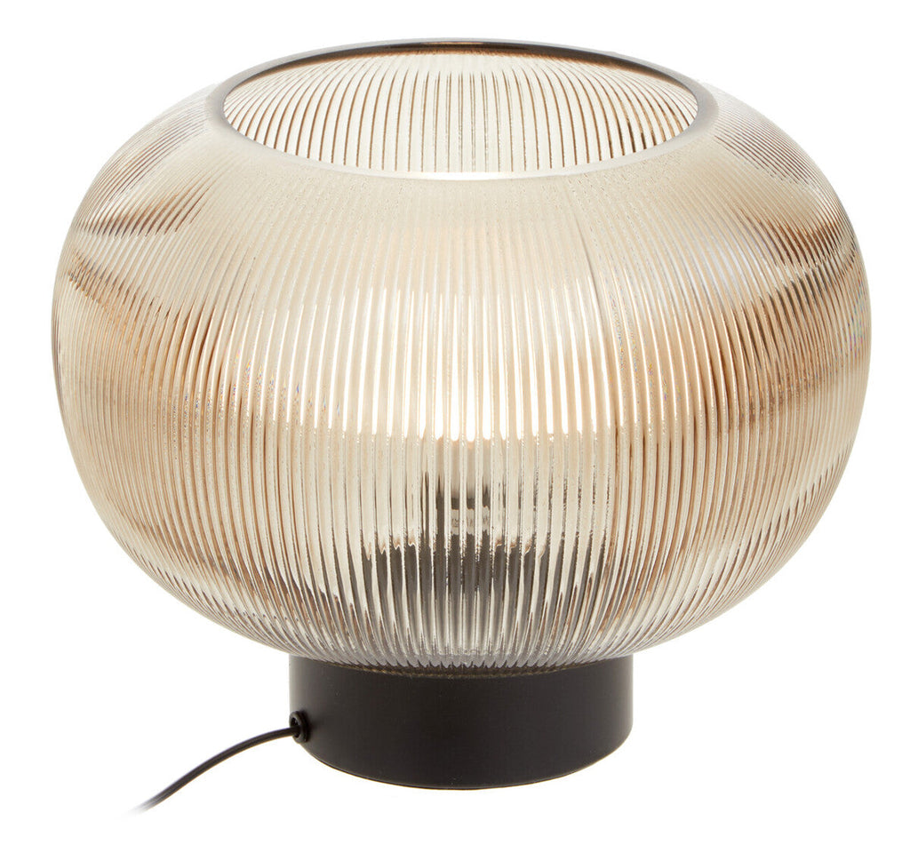 Orsina Enola Large Ribbed Smoked Glass Table Lamp – Mid-Century Retro