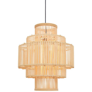 Orsina Lapiz Bamboo Pendant Light – 5-Tier Handcrafted Coastal Chandelier