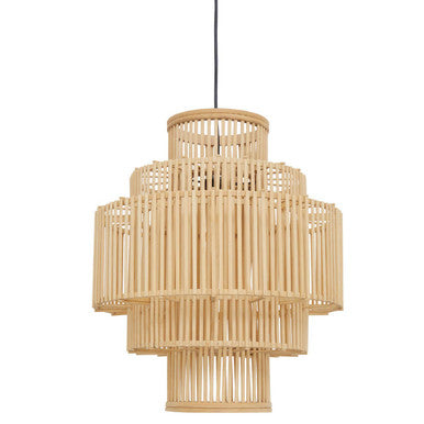 Orsina Lapiz Bamboo Pendant Light – 5-Tier Handcrafted Coastal Chandelier