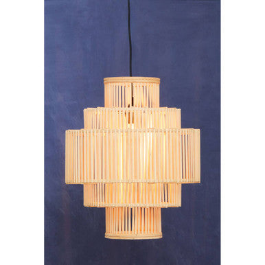 Orsina Lapiz Bamboo Pendant Light – 5-Tier Handcrafted Coastal Chandelier