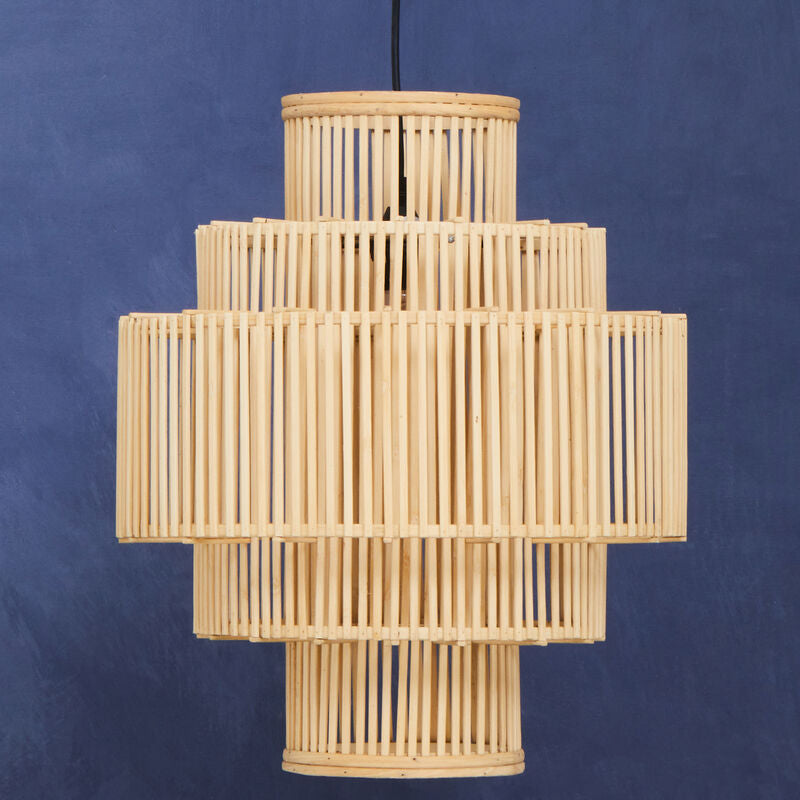 Orsina Lapiz Bamboo Pendant Light – 5-Tier Handcrafted Coastal Chandelier