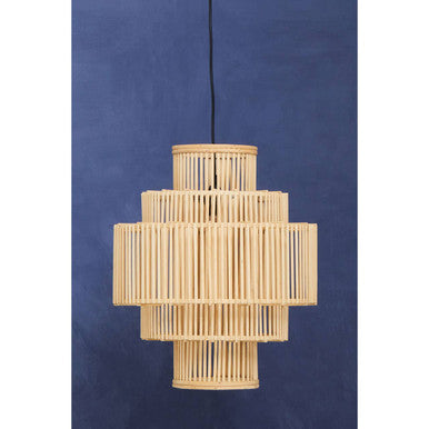 Orsina Lapiz Bamboo Pendant Light – 5-Tier Handcrafted Coastal Chandelier