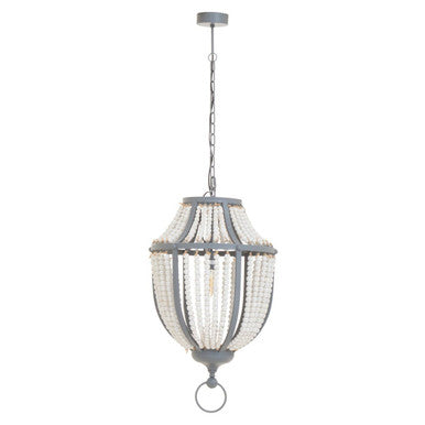 Orsina Lapiz Beaded Chandelier – White Wooden Basket Pendant Light