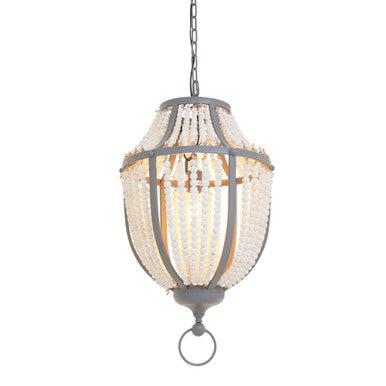 Orsina Lapiz Beaded Chandelier – White Wooden Basket Pendant Light