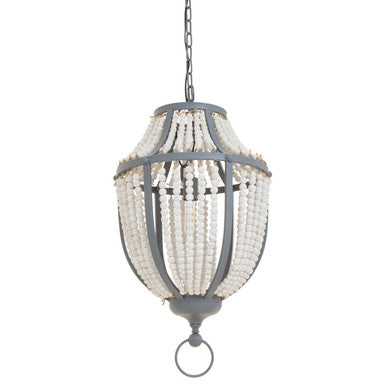 Orsina Lapiz Beaded Chandelier – White Wooden Basket Pendant Light