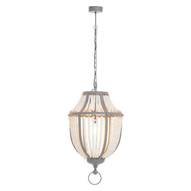 Orsina Lapiz Beaded Chandelier – White Wooden Basket Pendant Light