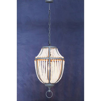 Orsina Lapiz Beaded Chandelier – White Wooden Basket Pendant Light