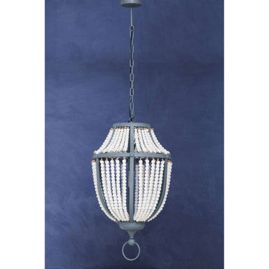 Orsina Lapiz Beaded Chandelier – White Wooden Basket Pendant Light