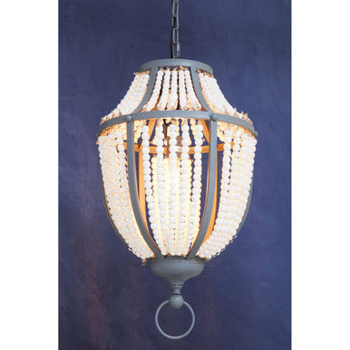 Orsina Lapiz Beaded Chandelier – White Wooden Basket Pendant Light