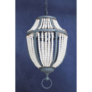 Orsina Lapiz Beaded Chandelier – White Wooden Basket Pendant Light