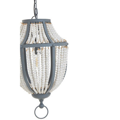 Orsina Lapiz Beaded Chandelier – White Wooden Basket Pendant Light