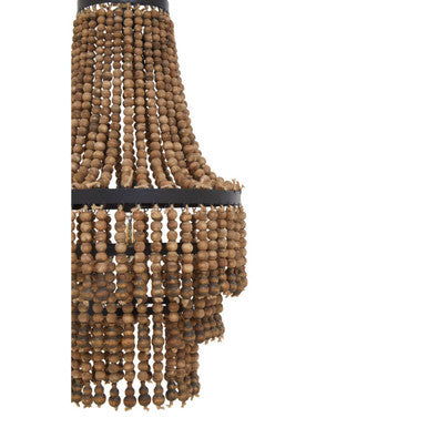 Orsina Lapiz Wood Chandelier – 3-Tier Beaded Boho Lighting Fixture