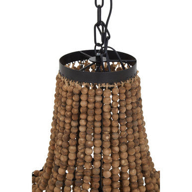 Orsina Lapiz Wood Chandelier – 3-Tier Beaded Boho Lighting Fixture