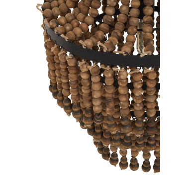 Orsina Lapiz Wood Chandelier – 3-Tier Beaded Boho Lighting Fixture