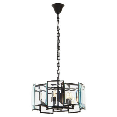 Orsina Babylon Modern Matte Black 6-Bulb Chandelier with Glass Shades
