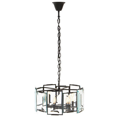 Orsina Babylon Modern Matte Black 6-Bulb Chandelier with Glass Shades