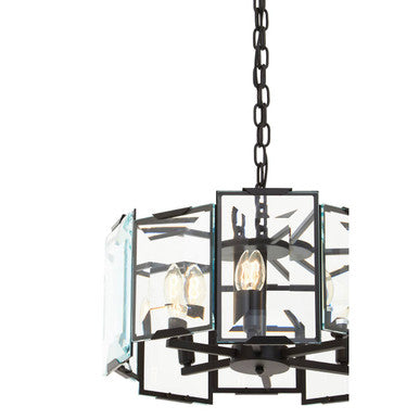 Orsina Babylon Modern Matte Black 6-Bulb Chandelier with Glass Shades
