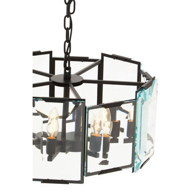 Orsina Babylon Modern Matte Black 6-Bulb Chandelier with Glass Shades