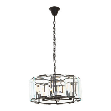 Orsina Babylon 6-Light Black Chandelier | Matte Iron & Glass