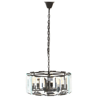 Orsina Babylon 6-Light Black Chandelier | Matte Iron & Glass