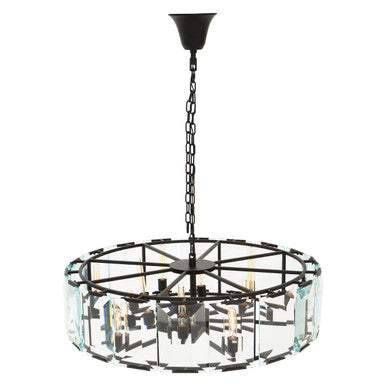 Orsina Babylon Large Black Chandelier – 12 Light Glass Pendant Light