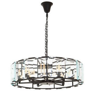 Orsina Babylon Large Black Chandelier – 12 Light Glass Pendant Light