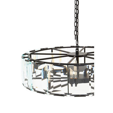 Orsina Babylon Large Black Chandelier – 12 Light Glass Pendant Light