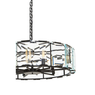 Orsina Babylon Large Black Chandelier – 12 Light Glass Pendant Light