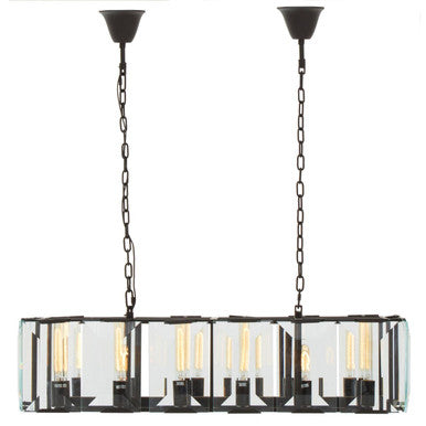 Orsina Babylon 12-Light Crystal Pendant – Matte Black Rectangular Light